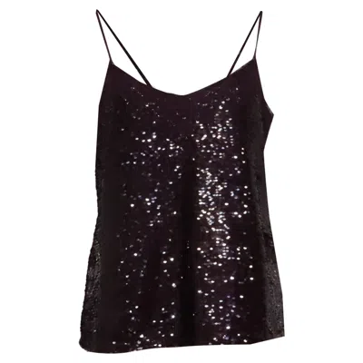 Pre-owned Simkhai Arlene Sequined Tank Top In Violet Nylon In Black