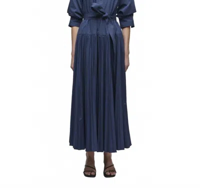 Simkhai Arlo Belted Cotton Maxi Dress In Midnight In Blue