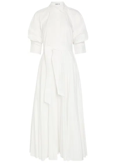 Simkhai Arlo Belted Cotton-blend Poplin Maxi Dress In White
