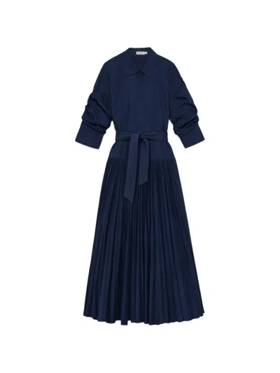 Simkhai Arlo Belted Pleated Dress In Blue