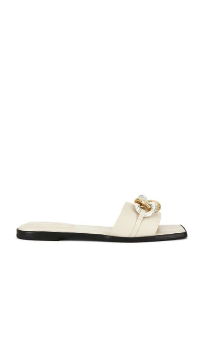 Simkhai Arlo Chain Leather Flat Slide In White