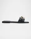 Simkhai Arlo Chain Leather Flat Slides In Black