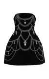 Simkhai Arta Strapless Crystal-embellished Cady Mini Dress In Black