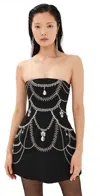 Simkhai Arta Strapless Crystal-embellished Cady Mini Dress In Black