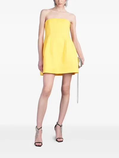 Simkhai Strapless Cotton-blend Mini Dress In Yellow