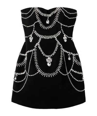 Simkhai Arta Strapless Crystal-embellished Crepe Mini Dress In Black