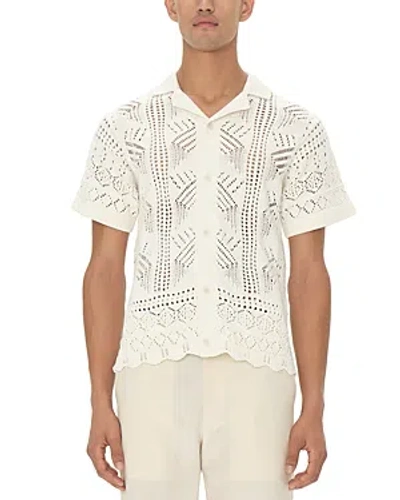 Simkhai Arthur Woven Short Sleeve Cardigan In White