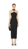 Simkhai Arya Strappy Halter Ribbed Midi Dress In Black