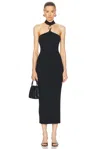 Simkhai Arya Strappy Halter Ribbed Midi Dress In Black