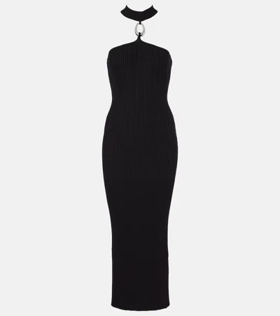 Simkhai Arya Embellished Stretch-jersey Halterneck Midi Dress In Black