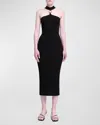 Simkhai Arya Strappy Halter Ribbed Midi Dress In Black
