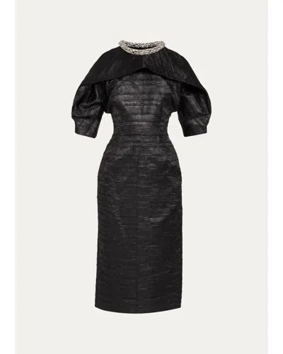 Simkhai Ashleigh Embellished-neck Midi Dress In Black