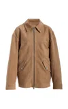 Simkhai Aslan Lambskin-cotton Long Suede Jacket In Brown