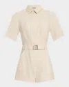 Simkhai Aspen Belted Short-sleeve Romper