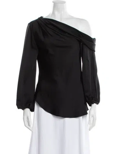 Pre-owned Simkhai Asymmetrical Long Sleeve Blouse In Black