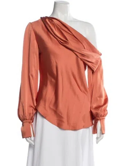 Pre-owned Simkhai Asymmetrical Long Sleeve Blouse In Orange
