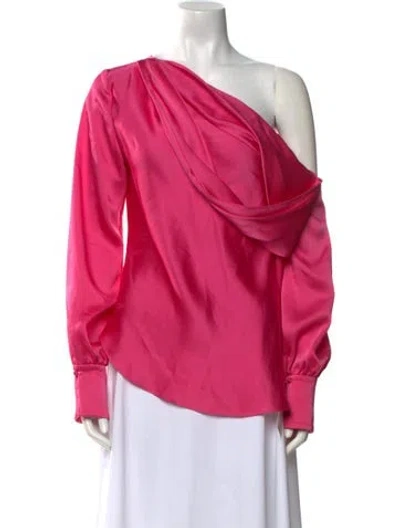 Pre-owned Simkhai Asymmetrical Long Sleeve Blouse In Pink