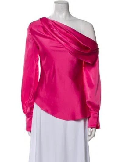 Pre-owned Simkhai Asymmetrical Long Sleeve Blouse In Pink