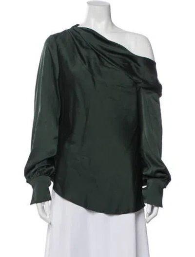 Pre-owned Simkhai Asymmetrical Long Sleeve Blouse W/ Tags In Green