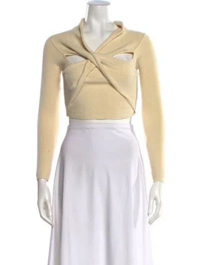 Pre-owned Simkhai Asymmetrical Long Sleeve Crop Top In Yellow