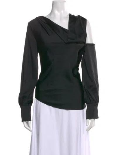 Pre-owned Simkhai Asymmetrical Long Sleeve Top In Black
