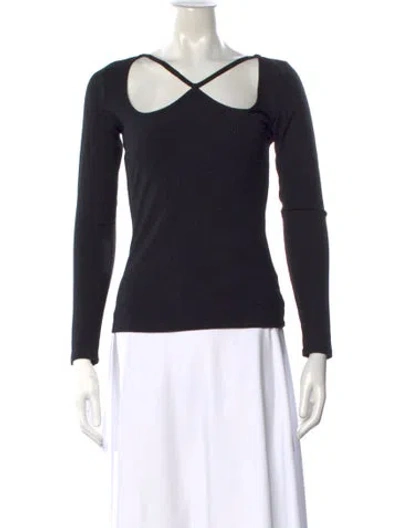 Pre-owned Simkhai Asymmetrical Long Sleeve Top In Black