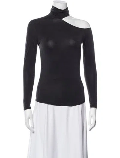 Pre-owned Simkhai Asymmetrical Long Sleeve Top In Black