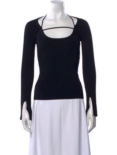 Pre-owned Simkhai Asymmetrical Long Sleeve Top In Black