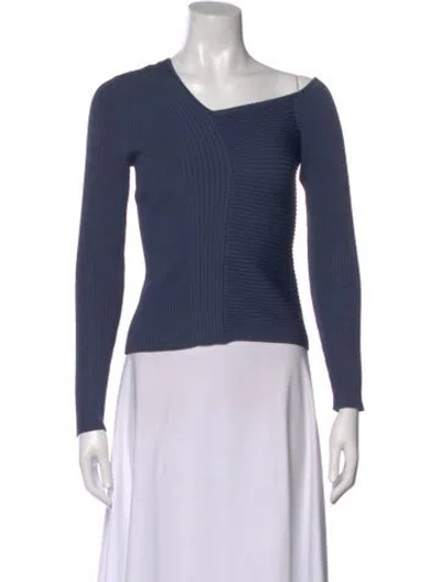 Pre-owned Simkhai Asymmetrical Long Sleeve Top In Blue