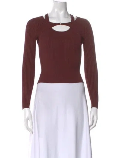 Pre-owned Simkhai Asymmetrical Long Sleeve Top In Burgundy