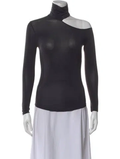 Pre-owned Simkhai Asymmetrical Long Sleeve Top In Gray