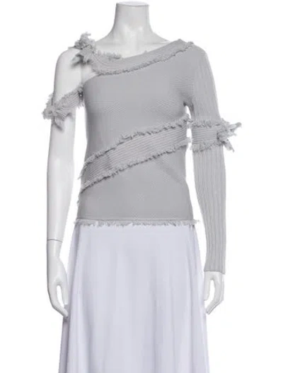 Pre-owned Simkhai Asymmetrical Long Sleeve Top In Gray