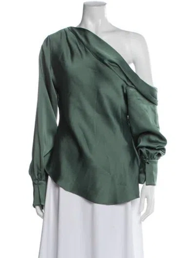 Pre-owned Simkhai Asymmetrical Long Sleeve Top In Green