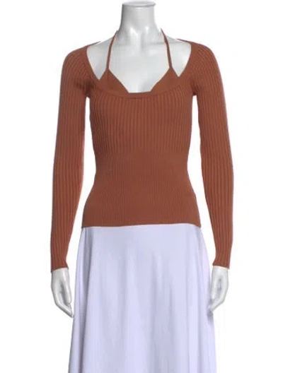 Pre-owned Simkhai Asymmetrical Long Sleeve Top In Neutral