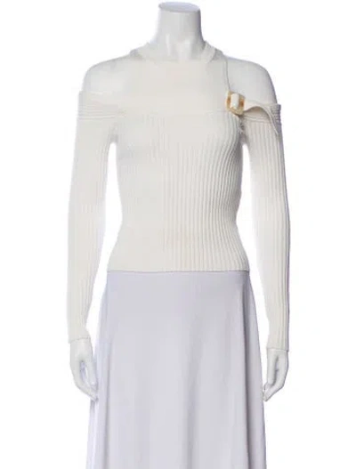 Pre-owned Simkhai Asymmetrical Long Sleeve Top In White