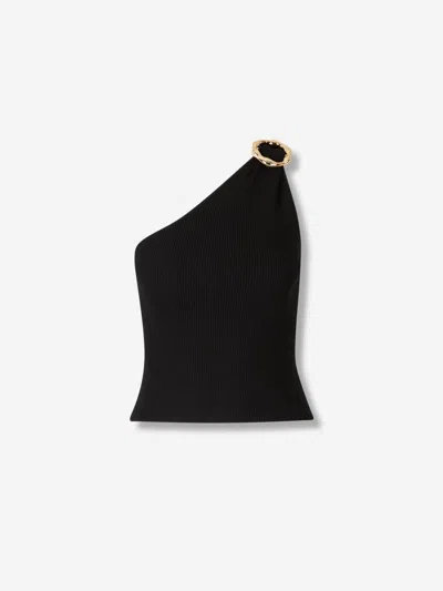 Simkhai Asymmetrical Ribbed Top In Black