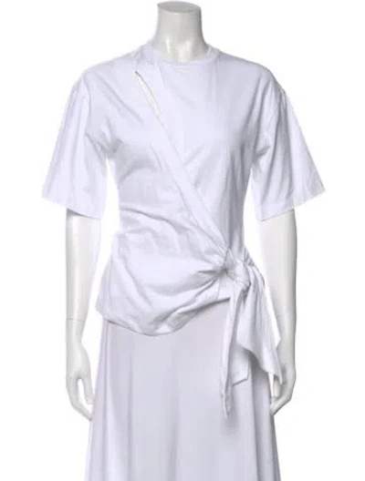 Pre-owned Simkhai Asymmetrical Short Sleeve Top In White