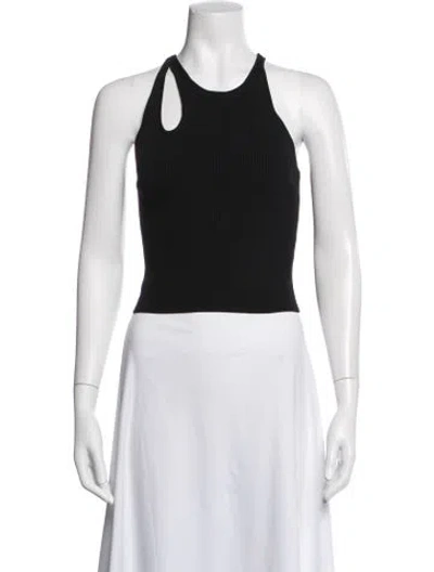 Pre-owned Simkhai Asymmetrical Sleeveless Crop Top In Black