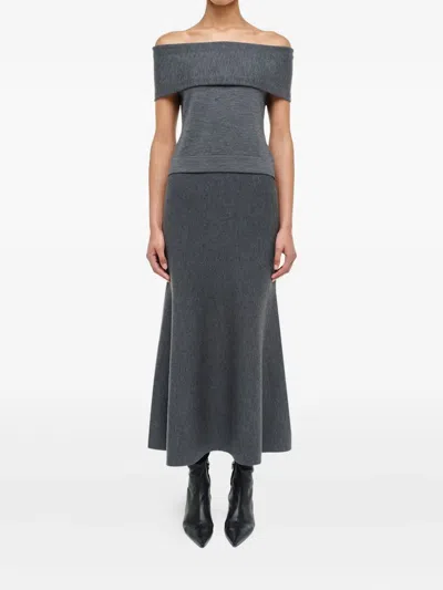 Simkhai Womens Grey Melange Atwood Trumpet Wool Midi Skirt In Gray