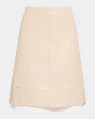 SIMKHAI AUBRIA LAYERED FAUX LEATHER SKIRT