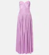 Simkhai Pleated Strapless Midi Party Gown In Purple