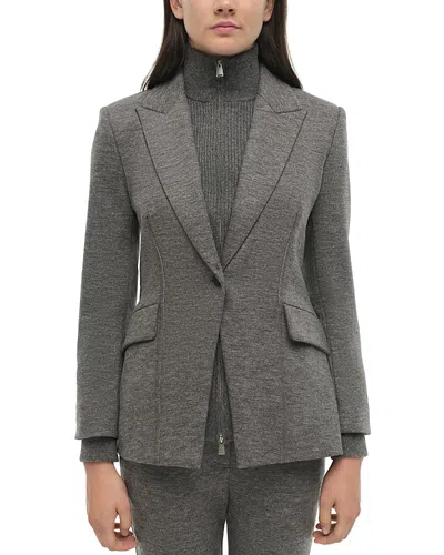 Simkhai Auden Knit Combo Blazer In Warm Gray