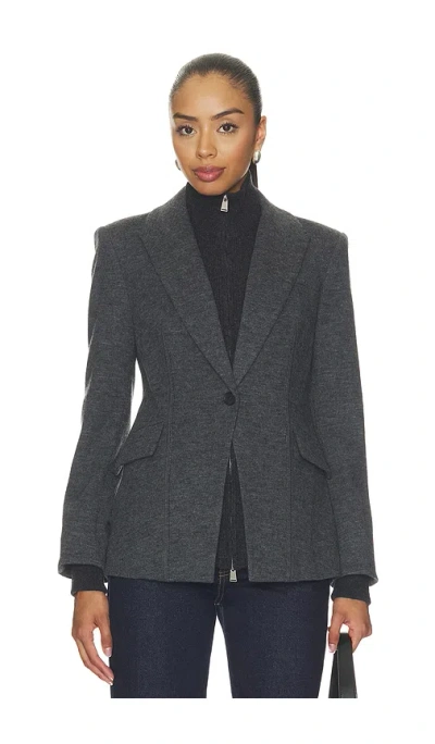 Simkhai Auden Knit Combo Blazer In Dark Charcoal