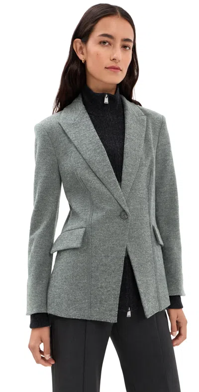 Simkhai Auden Knit Combo Blazer Dark Charcoal In Gray