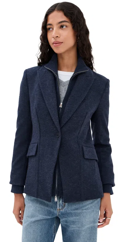Simkhai Auden Knit Combo Blazer Dark Midnight In Blue