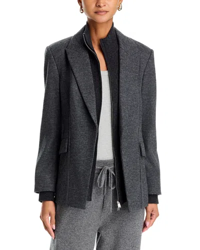 Simkhai Auden Knit Combo Layered Blazer In Gray