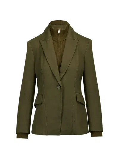 Simkhai Auden Knit Combo Layered Blazer In Green