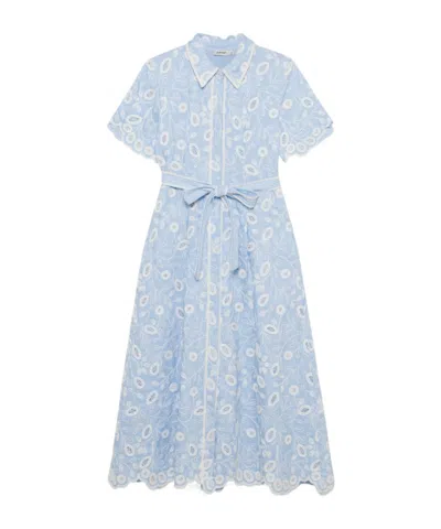 Simkhai Audria Belted Linen Midi Dress In Blue