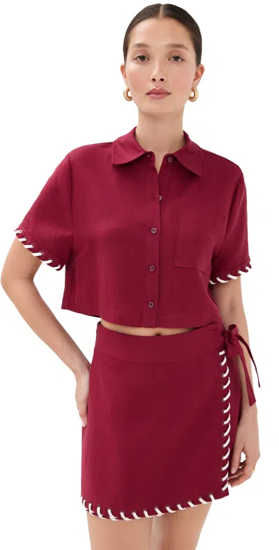 Simkhai Auggie Camp Shirt Oxblood Multi In Burgundy