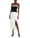 Simkhai Augusta Two-tone Bustier Midi Dress In Ivory